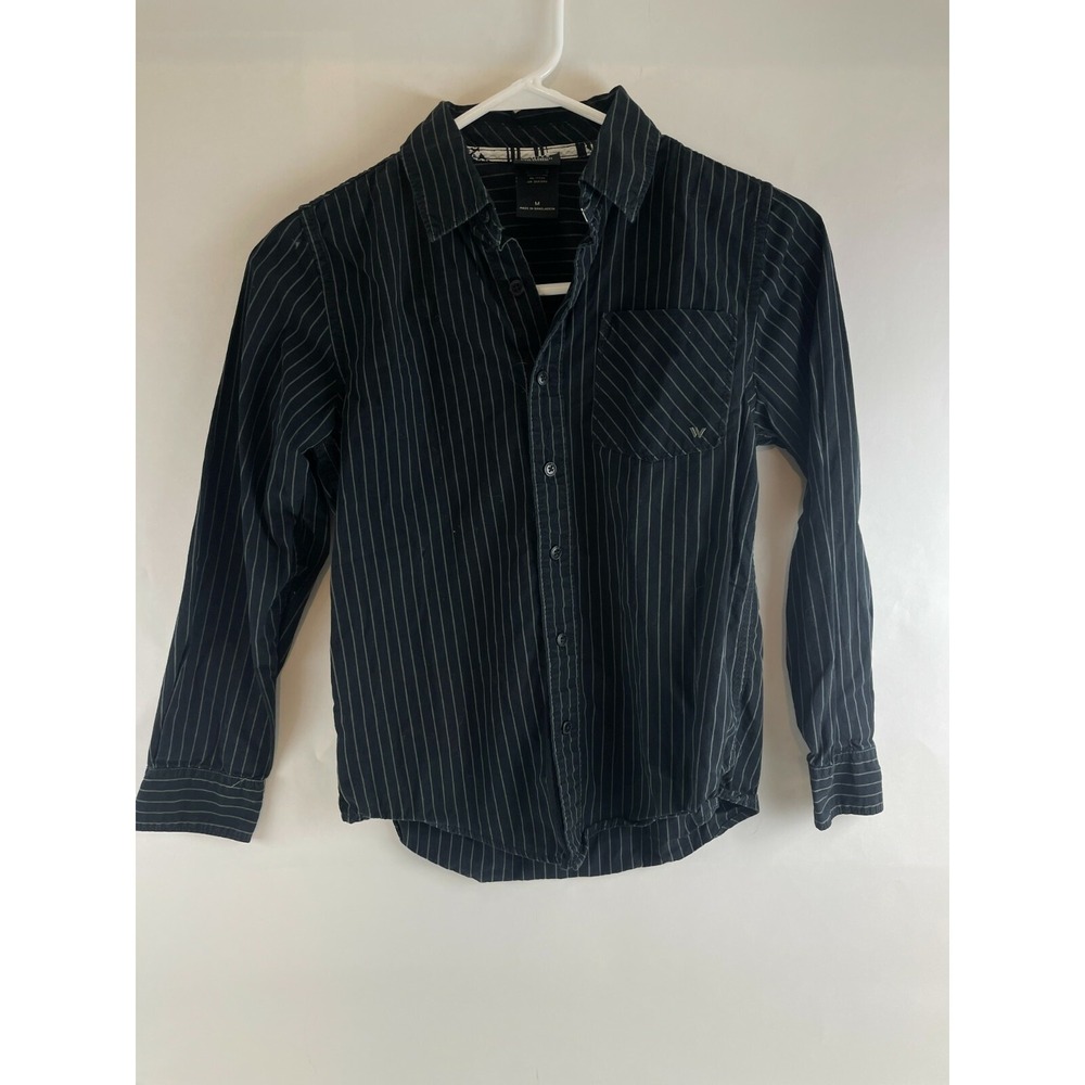 Shaun White Boys Size Medium Black Striped Long Sleeve w/ Pocket Button Up